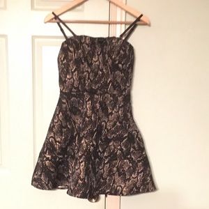 New Express Gold Black print Mini Dress